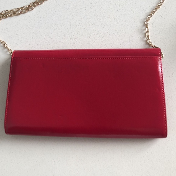 Nordstrom Red Leather Clutch NWOT - Picture 6 of 7